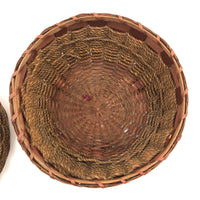 C. 1920s Mi'kmaq Sweet Grass and Ash Splint Basket with Curlicues and Three Feet!