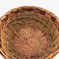 C. 1920s Mi'kmaq Sweet Grass and Ash Splint Basket with Curlicues and Three Feet!