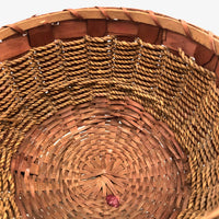 C. 1920s Mi'kmaq Sweet Grass and Ash Splint Basket with Curlicues and Three Feet!