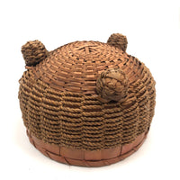 C. 1920s Mi'kmaq Sweet Grass and Ash Splint Basket with Curlicues and Three Feet!