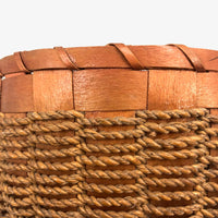 C. 1920s Mi'kmaq Sweet Grass and Ash Splint Basket with Curlicues and Three Feet!