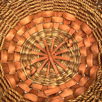 C. 1920s Mi'kmaq Sweet Grass and Ash Splint Basket with Curlicues and Three Feet!