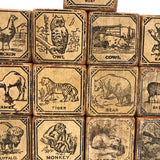 Slightly Mixed Set of c. 1870s Hill's Alphabet and Animal Blocks (15)