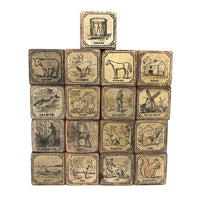 Slightly Mixed Set of c. 1870s Hill's Alphabet and Animal Blocks (15)