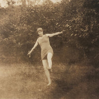 Suspended Gesture, In Between, Old Snapshot Photo of Woman in Swim Costume