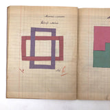 1941-42 French Froebel-esque School Notebook Full of Cut Paper Designs