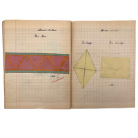 1941-42 French Froebel-esque School Notebook Full of Cut Paper Designs