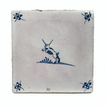 Devil Dog! 19th C. Hand-painted Delft Tile