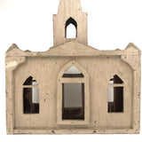 Folk Art White Painted Church with Removable Roof