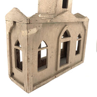 Folk Art White Painted Church with Removable Roof