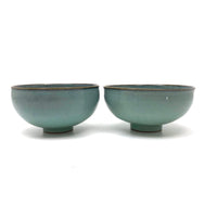 Edwin and Mary Scheier Elegant Pair of Footed Pale Blue Bowls, c. 1950s