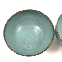 Edwin and Mary Scheier Elegant Pair of Footed Pale Blue Bowls, c. 1950s