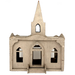 Folk Art White Painted Church with Removable Roof