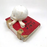 Black Magic! Fun Vintage Painted Chalkware Book with Skull and Cross Bones (and interesting provenance)