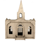 Folk Art White Painted Church with Removable Roof