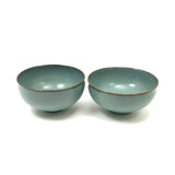 Edwin and Mary Scheier Elegant Pair of Footed Pale Blue Bowls, c. 1950s