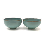 Edwin and Mary Scheier Elegant Pair of Footed Pale Blue Bowls, c. 1950s