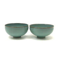 Edwin and Mary Scheier Elegant Pair of Footed Pale Blue Bowls, c. 1950s