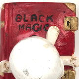 Black Magic! Fun Vintage Painted Chalkware Book with Skull and Cross Bones (and interesting provenance)