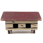 Sweet Old Folk Art Black and White Chicken Coop with Red Roof