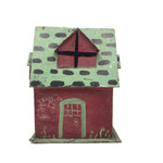 Scratch Made Tin Pennsylvania Folk Art House Bank in Red and Minty Green