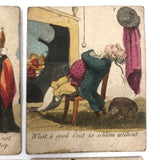 Set of Eight 1830s British Hand-colored Woodblock Riddle Cards
