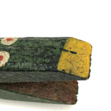 Wonderful Old Painted Wooden Folk Art Crocodile  on Tin Wheels