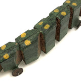 Wonderful Old Painted Wooden Folk Art Crocodile  on Tin Wheels