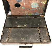 Antique Painter's Travel Box with Palette and Latching Compartments