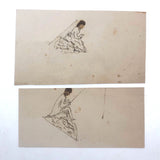 Pair of Tiny Ink and Photo Collage Drawings