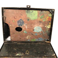 Antique Painter's Travel Box with Palette and Latching Compartments