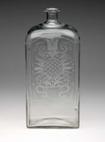 Wonderful Early Etched Glass Bottle/Flask with Flowers in Urns and Threaded Neck