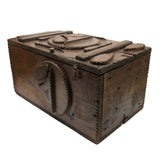 Tramp Art Crate Wood Trunk / Cabinet with Interior Shelf