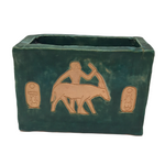 Teal Green Egyptian-themed Slab Ceramic Vessel