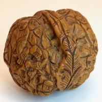 Chinese Hand-carved Walnut (Hadaio) with Monks and Leaves