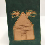 Teal Green Egyptian-themed Slab Ceramic Vessel