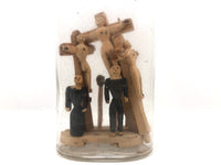 Old Folk Art Bottle Whimsy with Crucifixion Scene