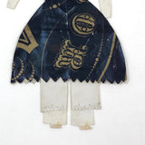 1860s Hand-painted Paper Doll with Blue and Gold Dress
