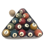 Vintage Tabletop Billiard Balls with Rack - 1 Inch Balls