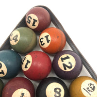 Vintage Tabletop Billiard Balls with Rack - 1 Inch Balls