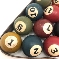 Vintage Tabletop Billiard Balls with Rack - 1 Inch Balls