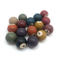 Vintage Tabletop Billiard Balls with Rack - 1 Inch Balls