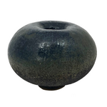 Fat, Round Studio Pottery Weed Vase with Interesting Dark Glazing and Texture