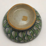 Antique Green and White Patterned, Tin Glazed Ceramic Bowl