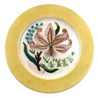 Pair of 1930s Cockcroft Hand-painted Floral Plates: Two Lilies