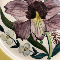 Pair of 1930s Cockcroft Hand-painted Floral Plates: Two Lilies