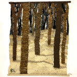 Signed Vintage Handwoven Wool Wall Hanging of Trees in Snow