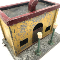 Large Old Handmade Model Train Station with Lamposts