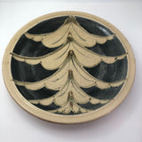 Huge 1970s Studio Pottery Platter Signed MM, with Hand-painted Blue, Gray and Brown Design On Cream Body