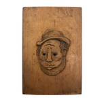 Charming Relief Carved Wooden Plaque with Two Faces